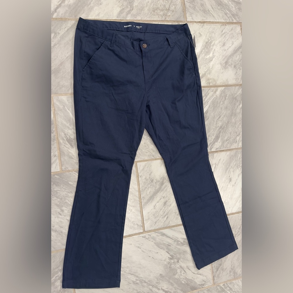 NWT Old Navy Womens Bootcut Stretch Navy Pants Size 16 Cotton